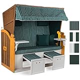 Homelux Strandkorb Deluxe Grün-Weiss Nadelstreifen