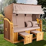 Dreisitzer Strandkorb Deluxe Sylt XXL – Beige Unifarben - 2