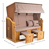 Dreisitzer Strandkorb Deluxe Sylt XXL – Beige Unifarben - 7