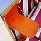 Strandkorb rot gestreift mit naturfarbigem Rattan - 5
