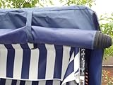 Strandkorb rot gestreift mit naturfarbigem Rattan - 8