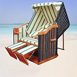 Strandkorb grün gestreift – Modell Sylt - 4