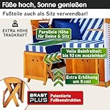 BRAST Strandkorb Nordsee XXL Volllieger Blau Weiß gestreift incl. Schutzhülle 2 Sitzer 120cm breit Gartenliege Sonneninsel Poly-Rattan - 3