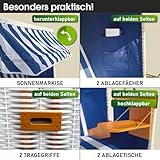 BRAST Strandkorb Nordsee XXL Volllieger Blau Weiß gestreift incl. Schutzhülle 2 Sitzer 120cm breit Gartenliege Sonneninsel Poly-Rattan - 5