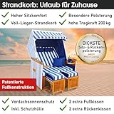 Strandkorb Nordsee XXL Blau Weiß gestreift - 7