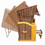 Strandkorb Helgoland 2-Sitzer für 2 Personen 90cm breit Rot Beige Grün kariert Gartenliege Sonneninsel Poly-Rattan - 2